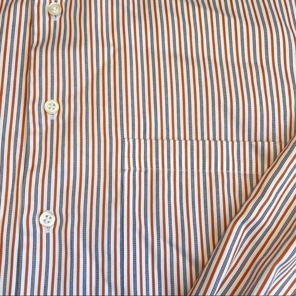Joseph & Feiss Large Orange Black Striped Long Sleeved Button Down Dress Shirt - Picture 3 of 11
